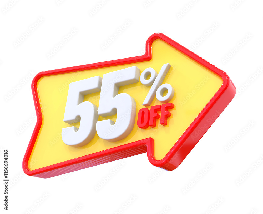 55 Percent Offer Label in 3d 55 Percent Offer Label in 3d