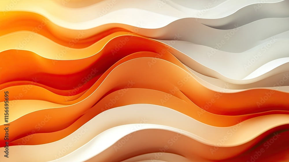 Overlapping 3D soft pastel multi-layered paper texture background banner in orange and beige with abstract organic waves for business illustrations or presentations Overlapping 3D soft pastel multi-layered paper texture background banner in orange and beige with abstract organic waves for business illustrations or presentations