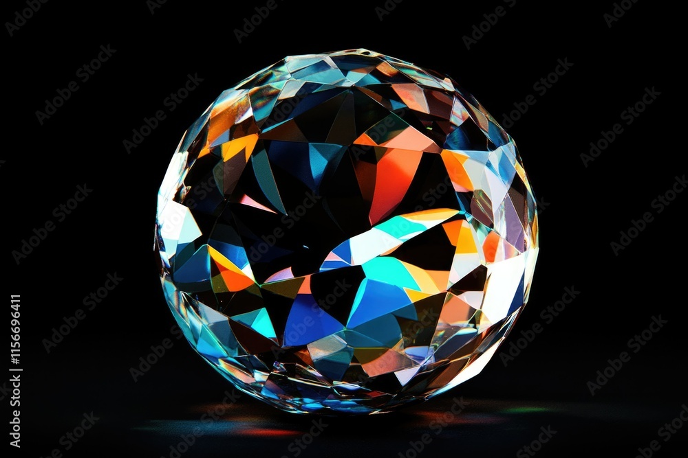A mesmerizing multifaceted gemstone sphere, radiating vibrant colors against a stark transparent background. A mesmerizing multifaceted gemstone sphere, radiating vibrant colors against a stark transparent background.