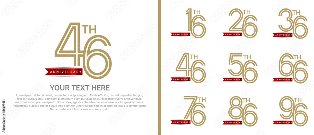 logo anniversary set. brown color with red ribbon on white background for special event logo anniversary set. brown color with red ribbon on white background for special event