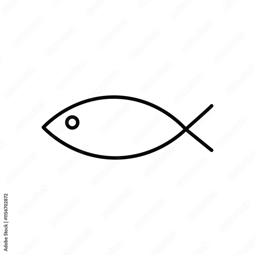 Outlines fish icon illustration on white background. Outlines fish icon illustration on white background.