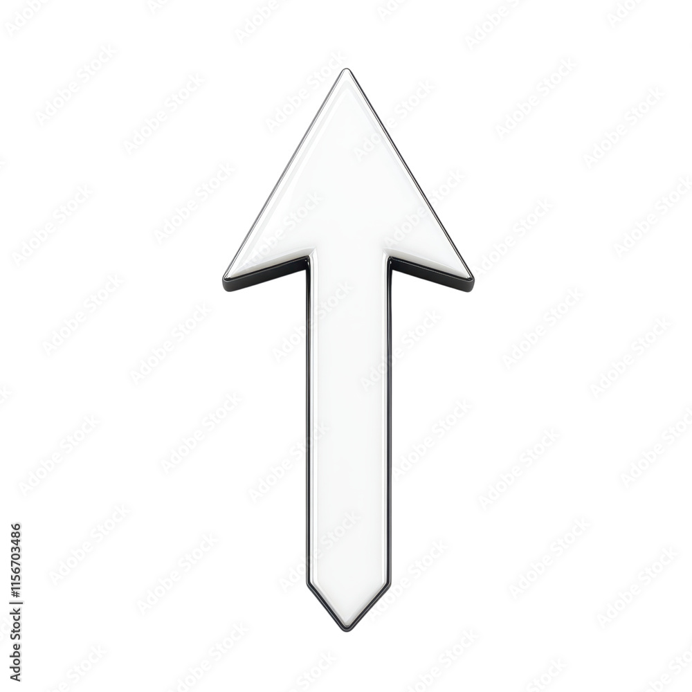 3D White Up Arrow Growth Progress Direction Success Symbol 3D White Up Arrow Growth Progress Direction Success Symbol
