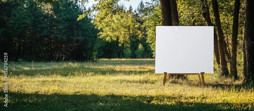 Serene Green Archery Backdrop Featuring Trees and Open Field with Blank Space for Text and Creative Branding Opportunities photo