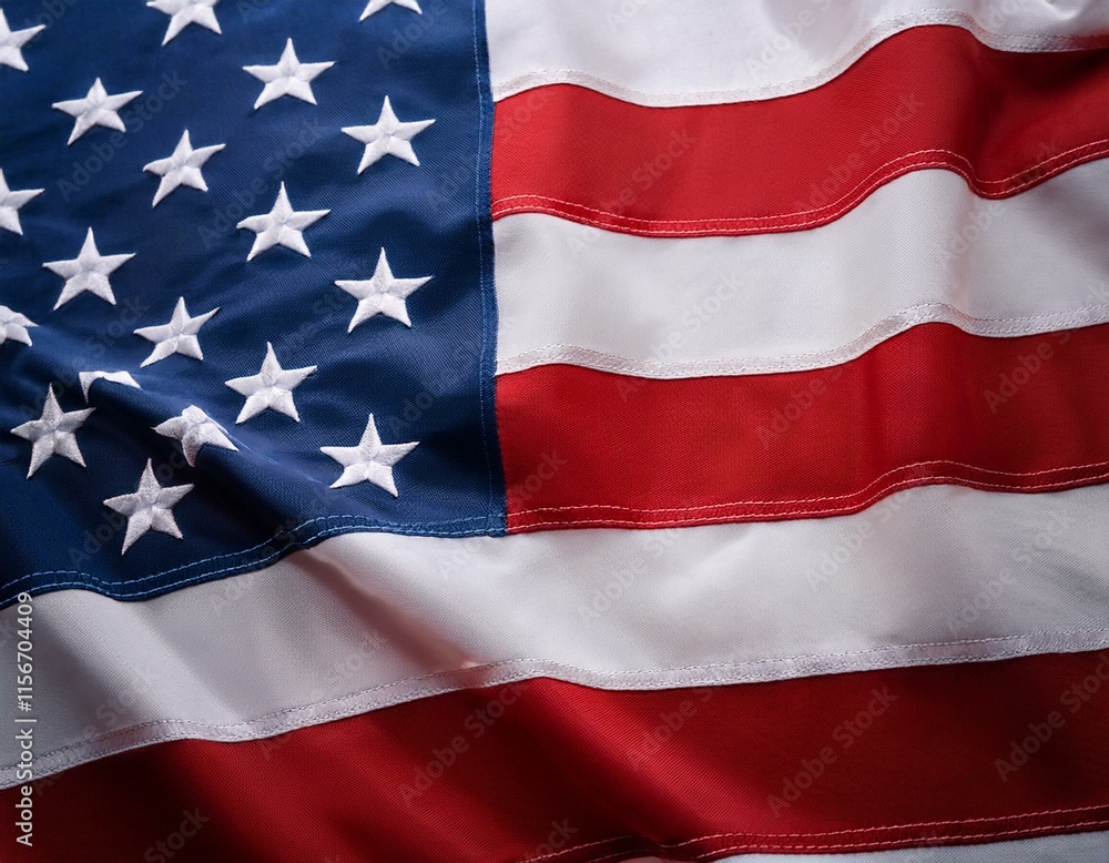 A close up of the US flag waving in the wind for Memorial Day or 4th of July A close up of the US flag waving in the wind for Memorial Day or 4th of July