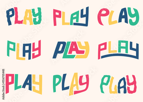 PLAY word lettering compilation set.  Vector Lettering design illustration for web, t-shirt design, other graphic design use