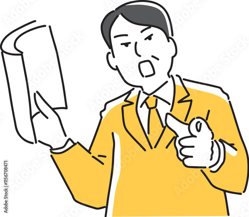 書類を片手に注意する男性社員
