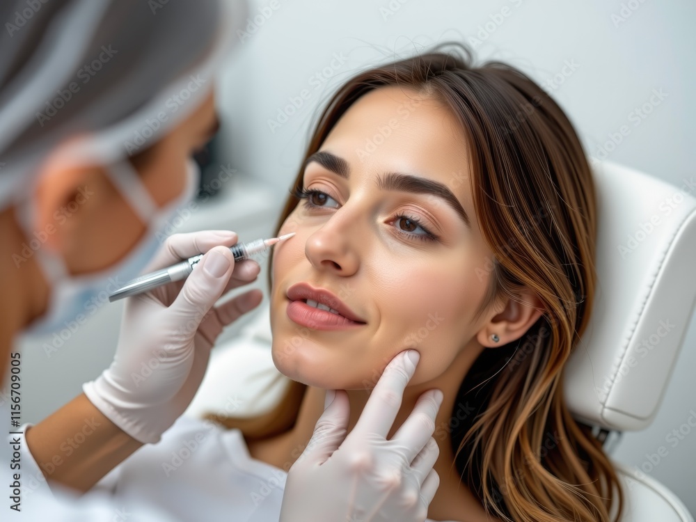 Cosmetic Injection Facial Treatment Beauty Procedure Skincare Young Woman Dermatologist Clinic Cosmetic Injection Facial Treatment Beauty Procedure Skincare Young Woman Dermatologist Clinic