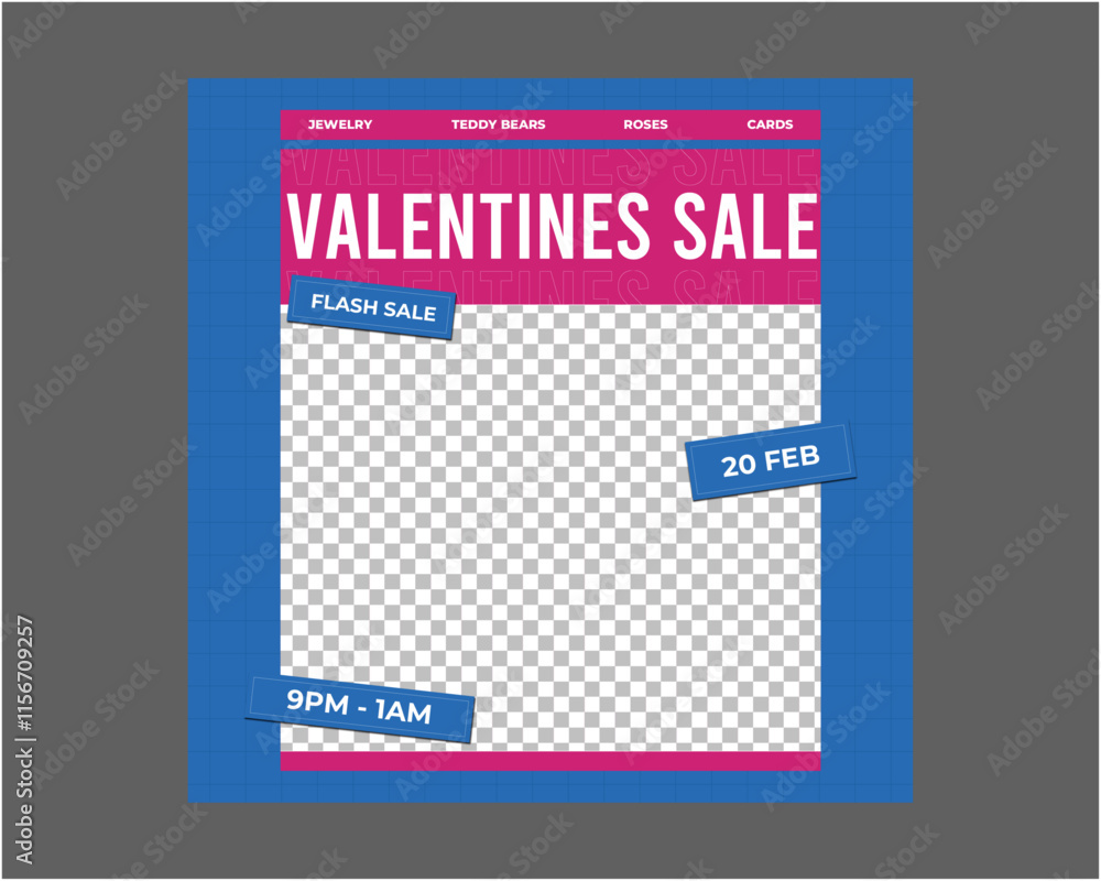 Naklejka premium Valentines Sale Socials Media