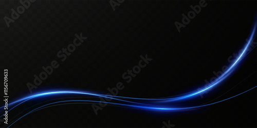 Blue neon ring. Glowing circle.Abstract lines.Neon lines of speed and fast wind. effect of moving at the speed of light. Blue glow effect. Magic shiny line. Neon. Background.	