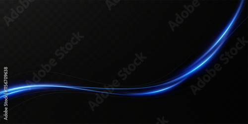 Neon blue lines of speed and fast wind. The effect of moving at the speed of light.