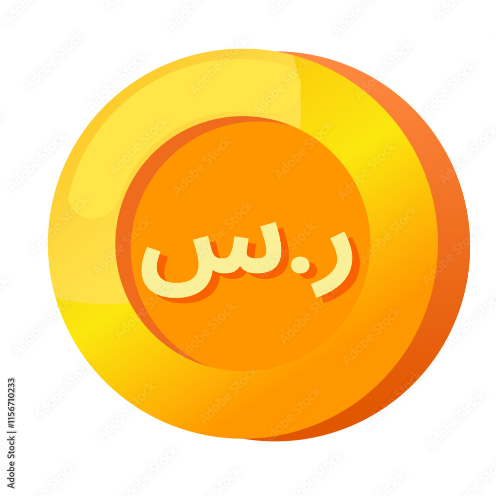 Saudi Riyal (SAR) sign icon gold gradient 3D vector illustration coin currency money Saudi Riyal (SAR) sign icon gold gradient 3D vector illustration coin currency money