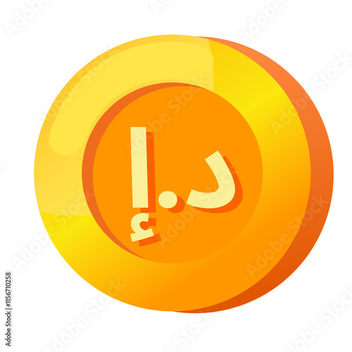 UAE Dirham (AED) sign icon gold gradient 3D vector illustration coin currency money