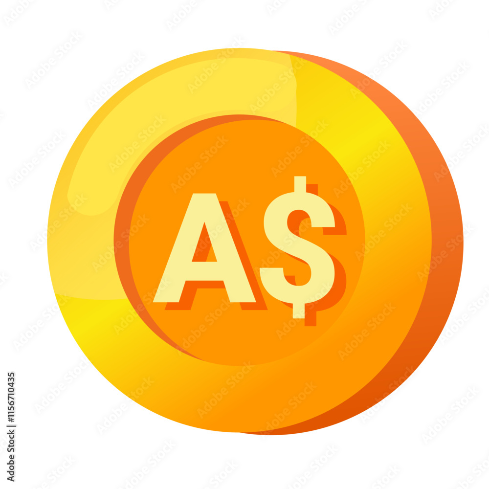 Australian Dollar AUD Dollar sign icon gold gradient 3D vector illustration coin currency money Australian Dollar AUD Dollar sign icon gold gradient 3D vector illustration coin currency money
