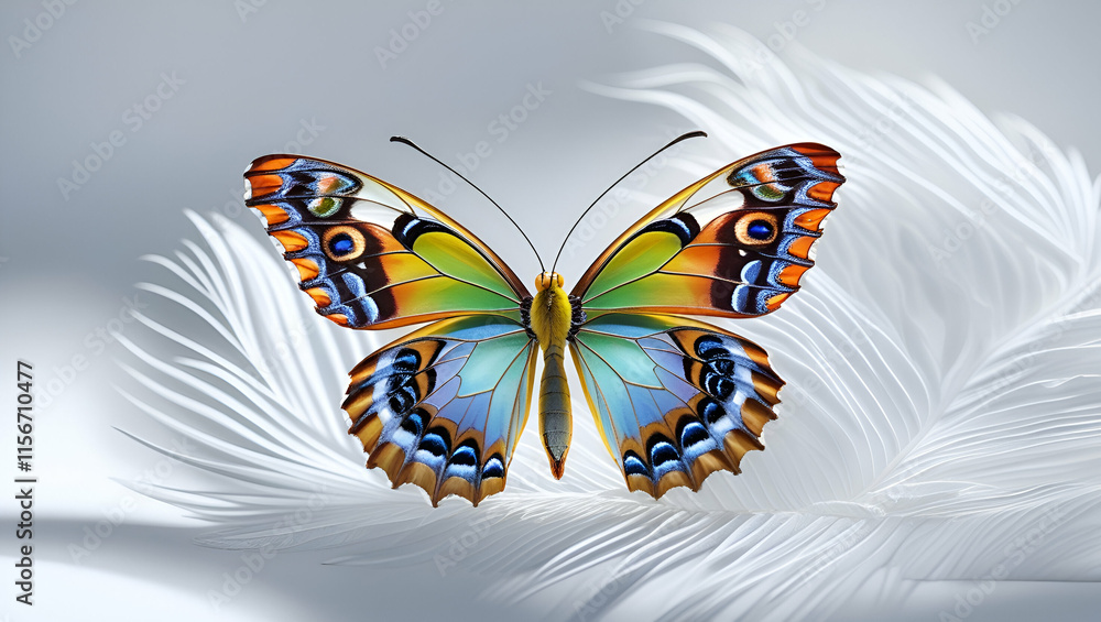 Obraz premium multi colour butterflies on white background