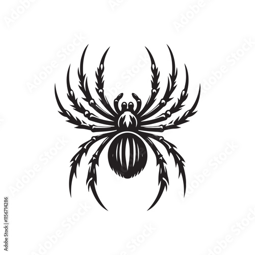 Black Color Spider silhouette design Vector Illustration, Solid White Background 12.eps