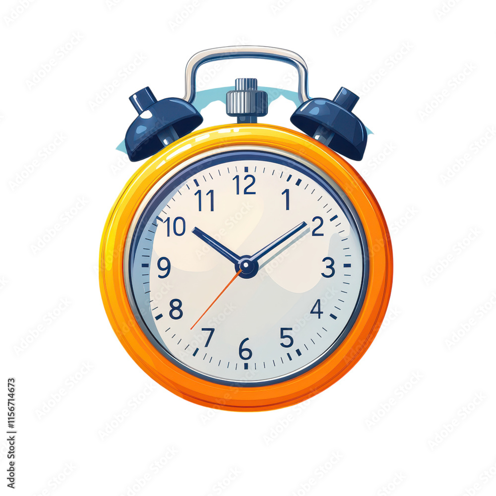 Bright Orange Retro Alarm Clock Time Management Concept Bright Orange Retro Alarm Clock Time Management Concept