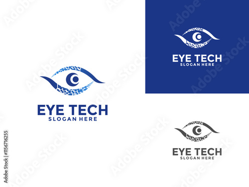Digital Eye tech logo vector design template. Vision Futuristic logo design concept