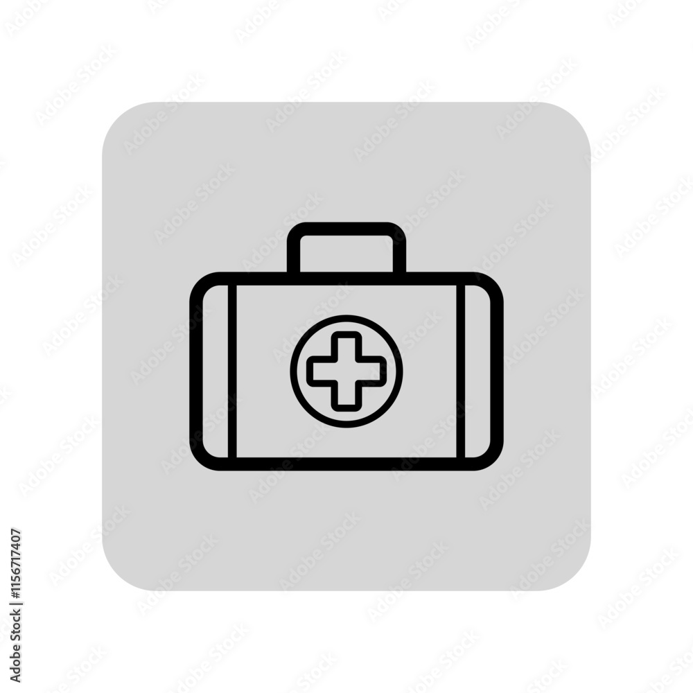 First aid kit line icon. Medical briefcase with cross, doctors case and instruments outline sign. Medicine and healthcare concept. Vector illustration, symbol element for web design and apps First aid kit line icon. Medical briefcase with cross, doctors case and instruments outline sign. Medicine and healthcare concept. Vector illustration, symbol element for web design and apps