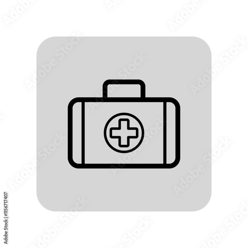 First aid kit line icon. Medical briefcase with cross, doctors case and instruments outline sign. Medicine and healthcare concept. Vector illustration, symbol element for web design and apps