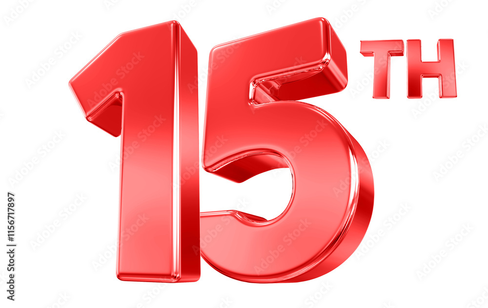 15 Year Anniversary Red Number 15 Year Anniversary Red Number