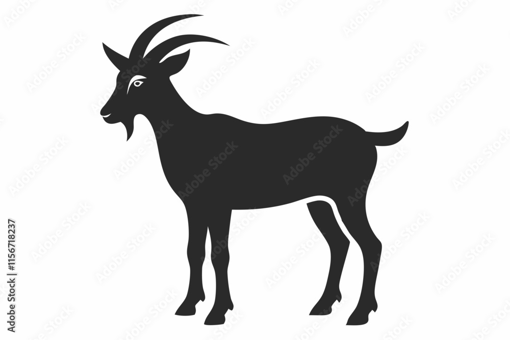 goat silhouette icon vector white goat silhouette icon vector white