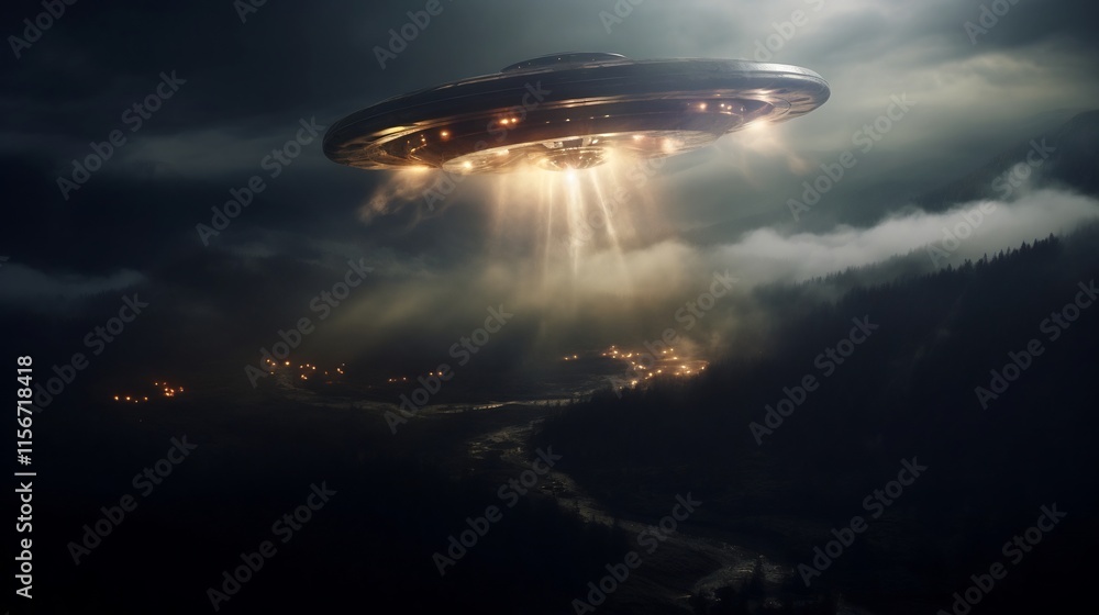Mysterious UFO Emerges from Swirling Smoke in Sudden Celestial Appearance A futuristic sci fi digital depicting a glowing hovering alien spacecraft suddenly appearing in a surreal Mysterious UFO Emerges from Swirling Smoke in Sudden Celestial Appearance A futuristic sci fi digital depicting a glowing hovering alien spacecraft suddenly appearing in a surreal