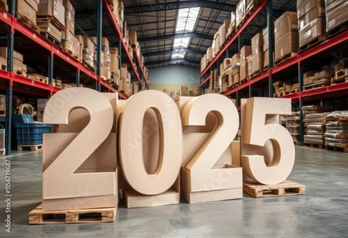 2025 New Year Warehouse Logistics Cardboard Numbers