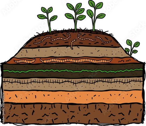 Schéma coupe de terre de jardin permaculture