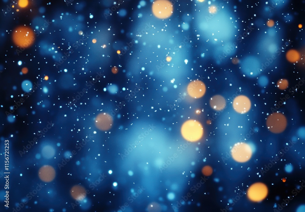 Abstract Background with Soft Blue and Orange Bokeh Lights, Falling Snowflakes Creating a Dreamy Winter Wonderland Effect for Creative Projects and Designs Abstract Background with Soft Blue and Orange Bokeh Lights, Falling Snowflakes Creating a Dreamy Winter Wonderland Effect for Creative Projects and Designs