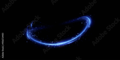 Blue neon ring. Glowing circle.