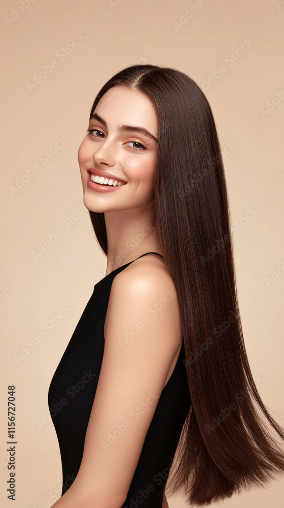 Portraits of beautiful European women with long straight hair Portraits of beautiful European women with long straight hair