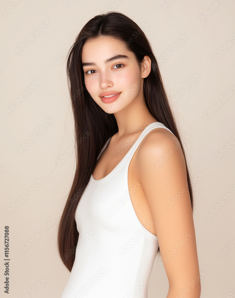 Portraits of beautiful European women with long straight hair Portraits of beautiful European women with long straight hair