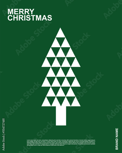 Christmas illustration. Merry. Card. Greeting. Spruc. Triangle photo