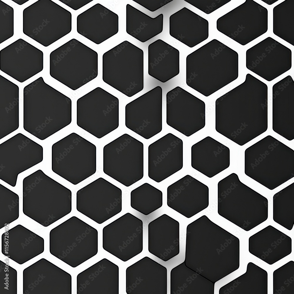 Abstract black and white hexagonal pattern creating a modern and stylish background. Abstract black and white hexagonal pattern creating a modern and stylish background.