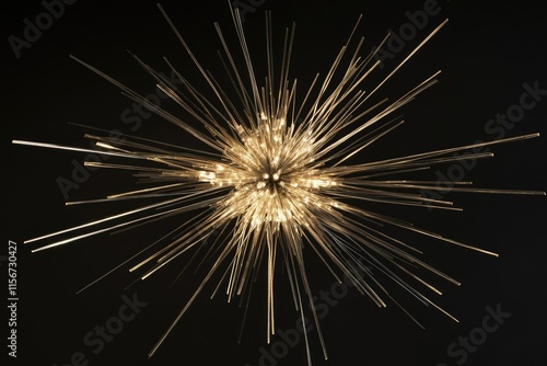 Wallpaper Mural A radiant, starburst-shaped light fixture with numerous slender, illuminated rays against a dark background. Torontodigital.ca