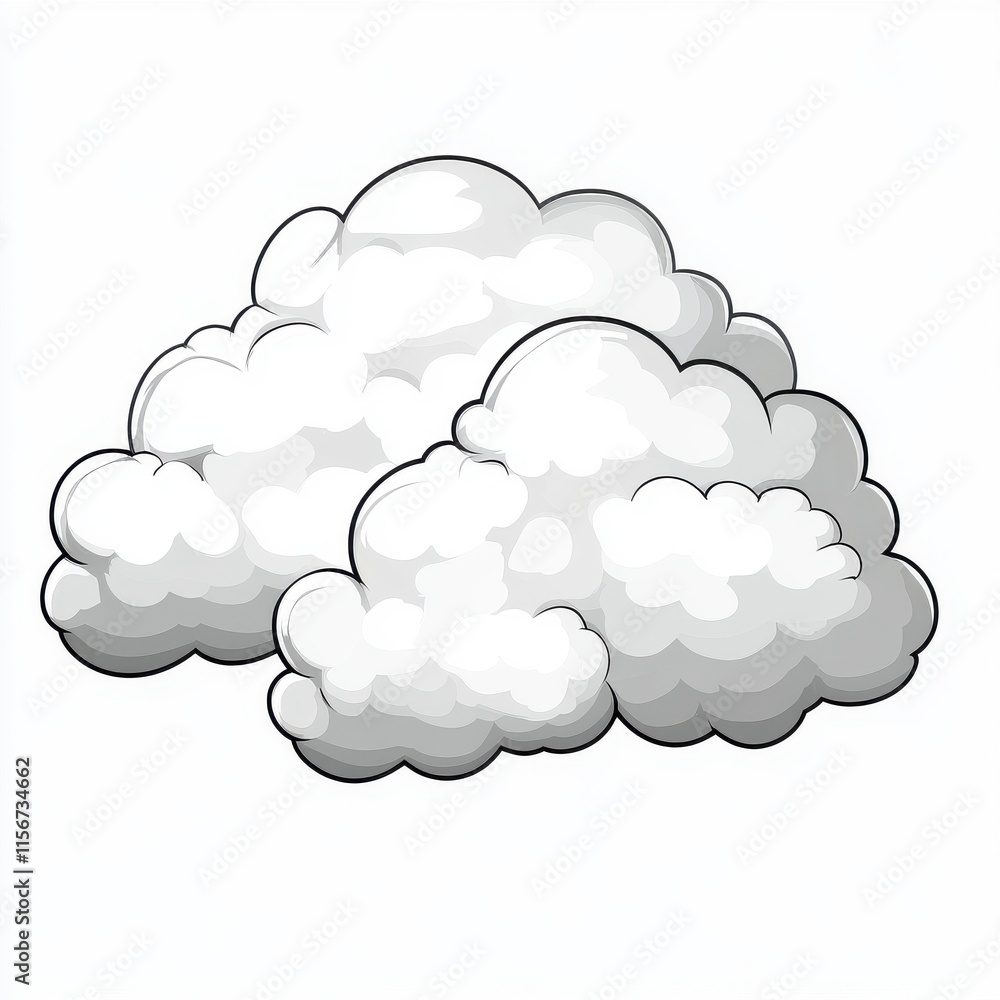 Fluffy white cartoon cloud on a light background. Fluffy white cartoon cloud on a light background.