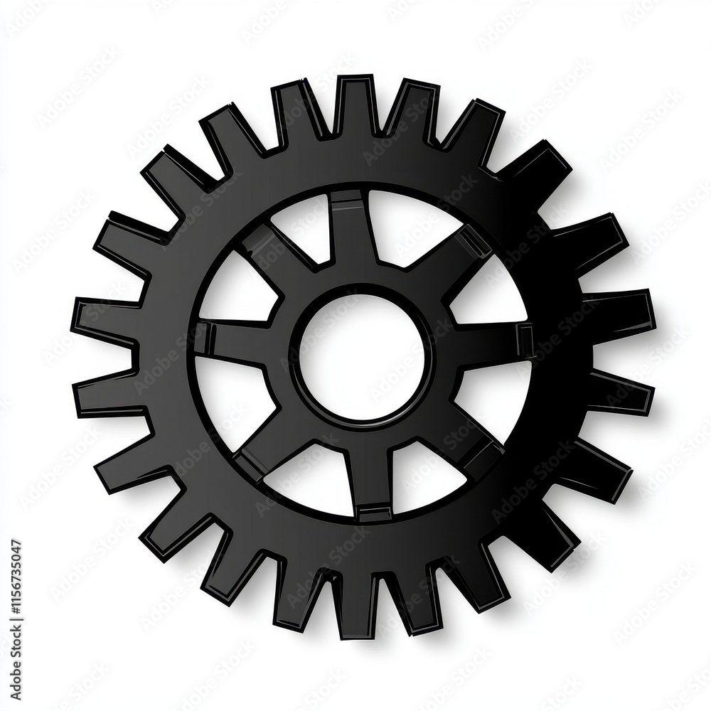 A detailed black gear icon symbolizing precision and engineering. A detailed black gear icon symbolizing precision and engineering.