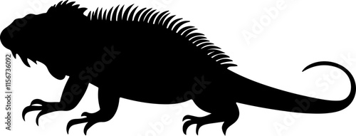Iguana black silhouette vector logo