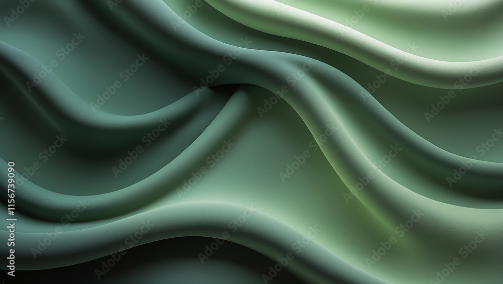 Obraz premium Background Abstract Green Waves with Smooth Flowing Patterns