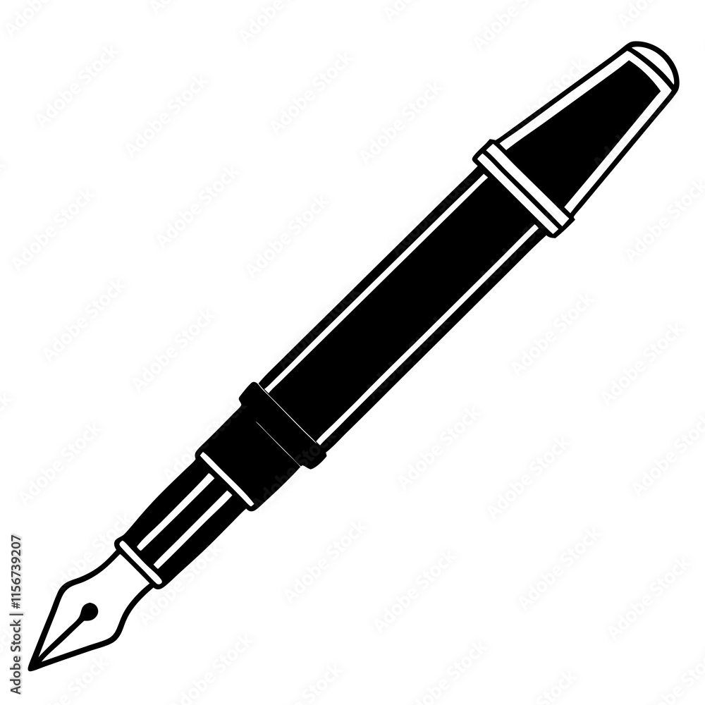 Fountain Pen Line Art Vector Design Fountain Pen Line Art Vector Design