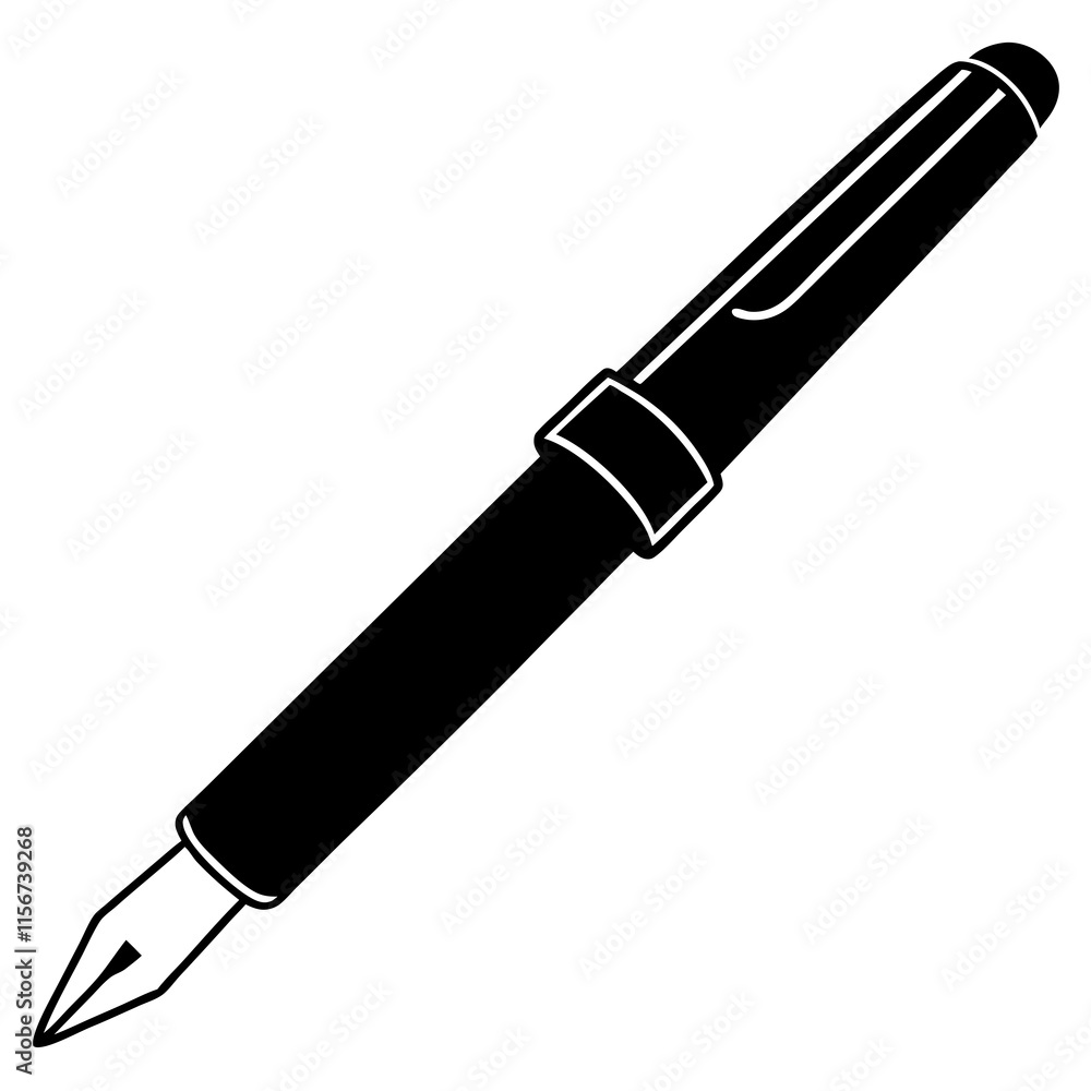 Fountain Pen Line Art Vector Design Fountain Pen Line Art Vector Design