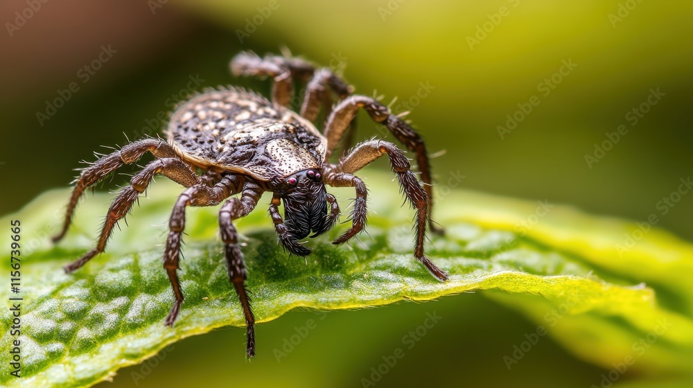 Prevent Lyme Disease in Dogs Month Close-up of a spider on a leaf in a natural green setting Prevent Lyme Disease in Dogs Month Close-up of a spider on a leaf in a natural green setting