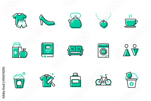 Mall wayfinding - set of line design style icons