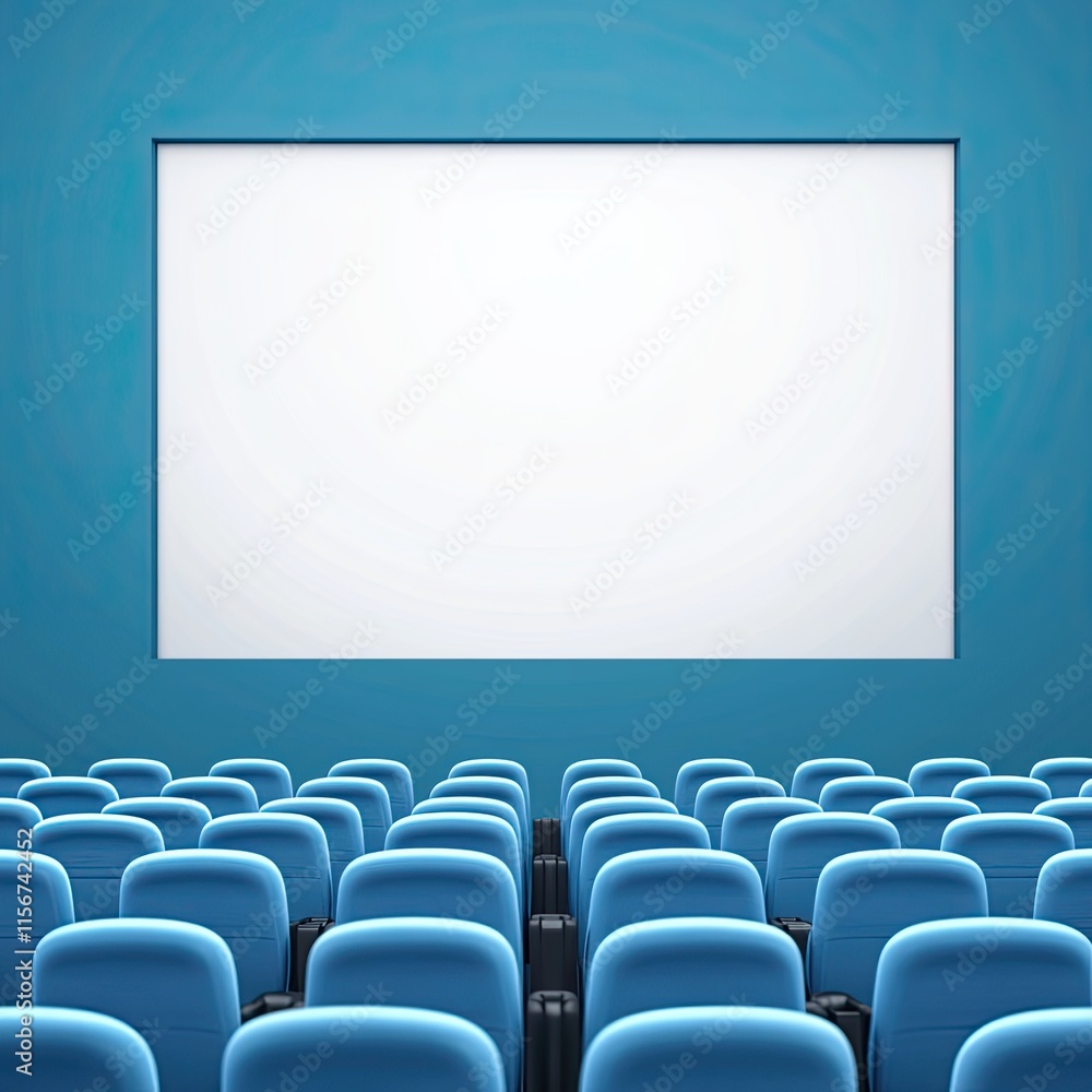 Fototapeta premium Empty Movie Theater with Blank Screen