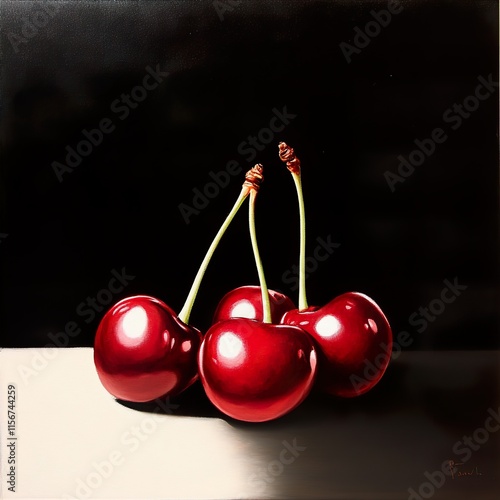 Luminous Cherries: A Still Life in Red photo