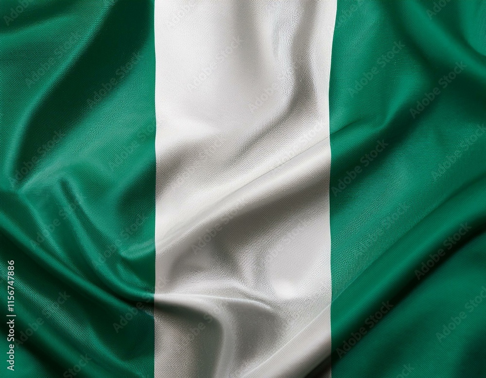 Nigeria national flag waving in the sky behind the tree. The flag blow in beautiful sunlight. Nigeria national flag for independence day. Nigeria national flag waving in the sky behind the tree. The flag blow in beautiful sunlight. Nigeria national flag for independence day.