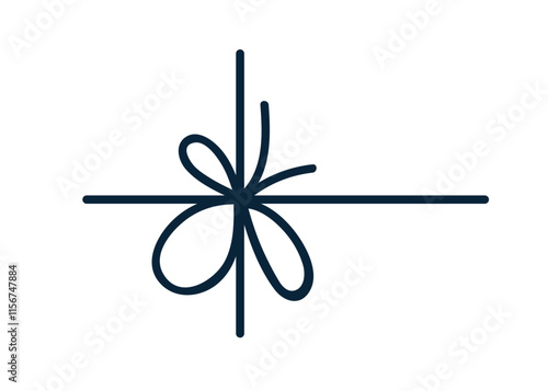 Bow knot from string ribbon. Decorative adornment, decor for gifts and presen...