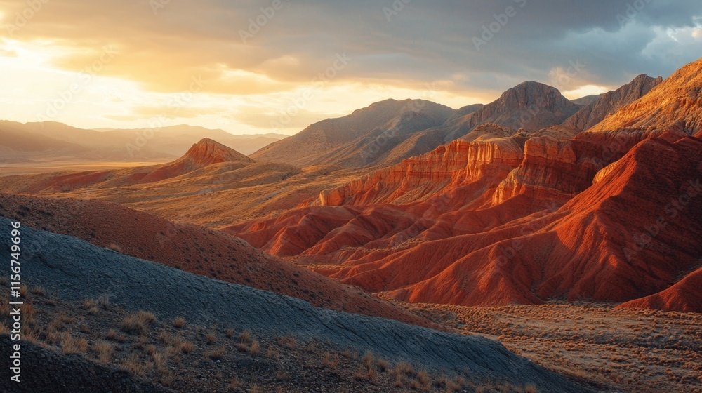 Fototapeta premium Stunning Desert Landscape at Golden Hour