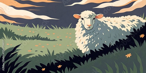 Whimsical Sheep Illustration for Farm-Themed and Educational Projects photo