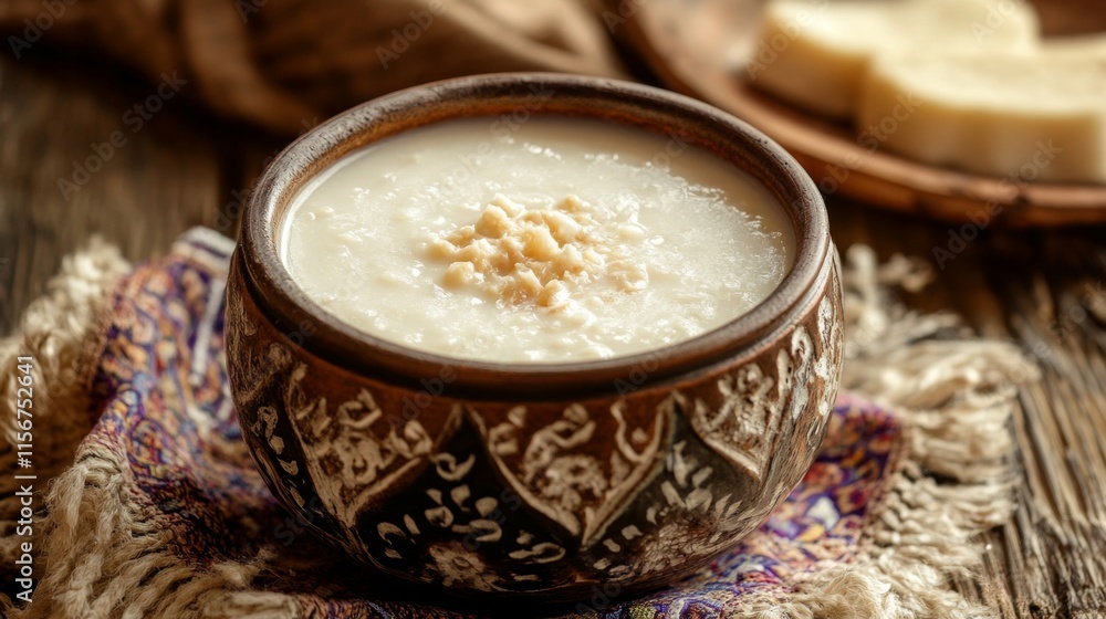 Creamy Traditional Porridge in a Rustic Bowl Creamy Traditional Porridge in a Rustic Bowl